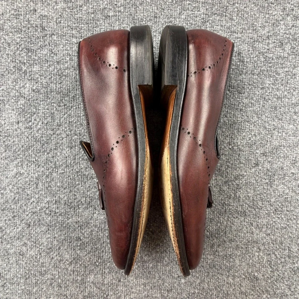 Allen Edmonds Astor Mens 11 D Burgundy Leather Tassel Loafers Brogue Wingtip USA